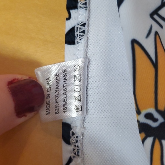 High-waisted swimsuit bottoms, Medium white with gray & yellow accents 💛 - Picture 6 of 7